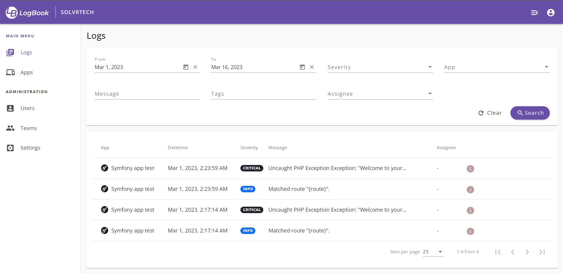 Logs and health monitoring tool